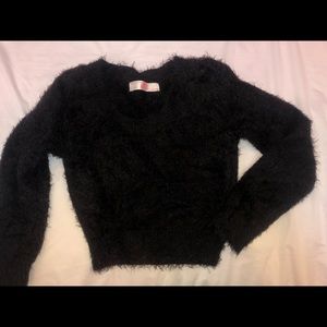 Fuzzy black cropped sweater